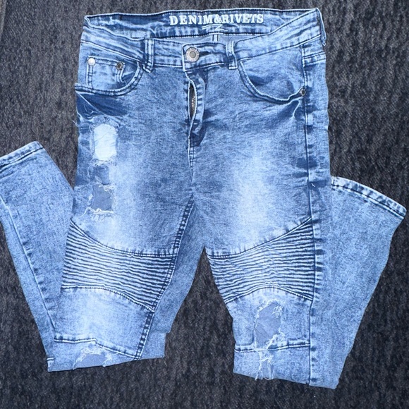 Other - Denim Rivets Distressed Blue Jeans